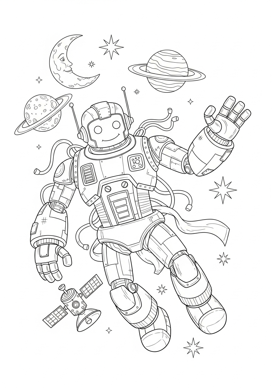 Space coloring pages printable line art